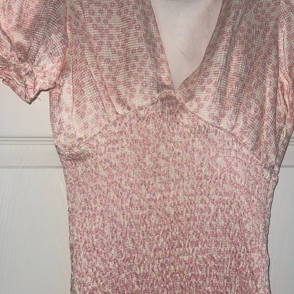 Zara Textured Floral Printed Smocked Mini Dress - Picture 4 of 6